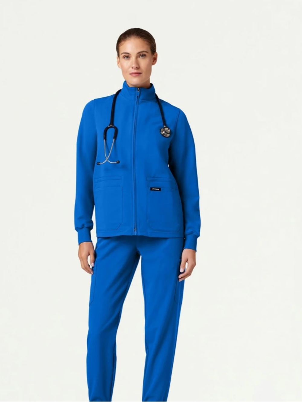 JAANUU Ceri 6-Pocket Scrub Jacket Royal Blue Small